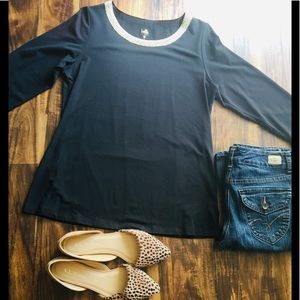 Belle by Kim Gravel Black and Gold Top size S